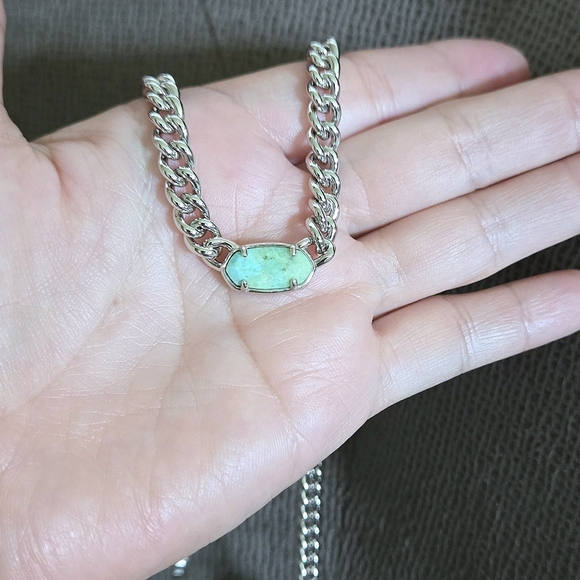 Kendra Scott "Grier" Pendant Necklace in Silver🤍 Sea🌊 Green💚 Chrysocolla - Picture 12 of 16